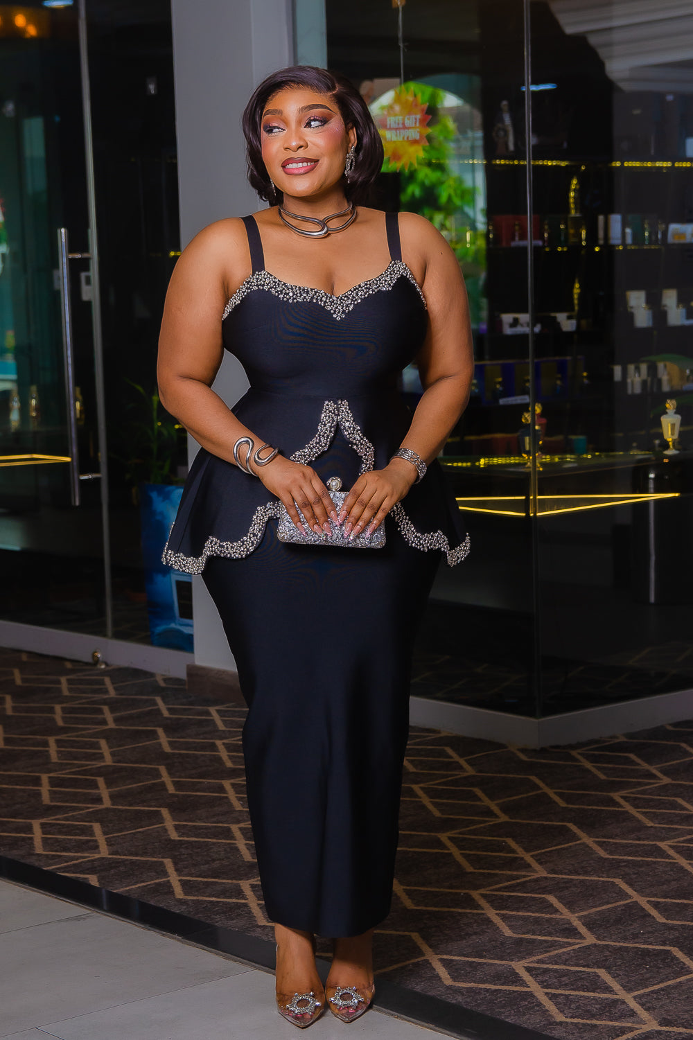 black diamond bandage dress Royale Elegance- 3D Gemstone Peplum (New!) Cut from a heavy Color_Navy Select Pants Size:32W Sinaloa Folklorico dance dress