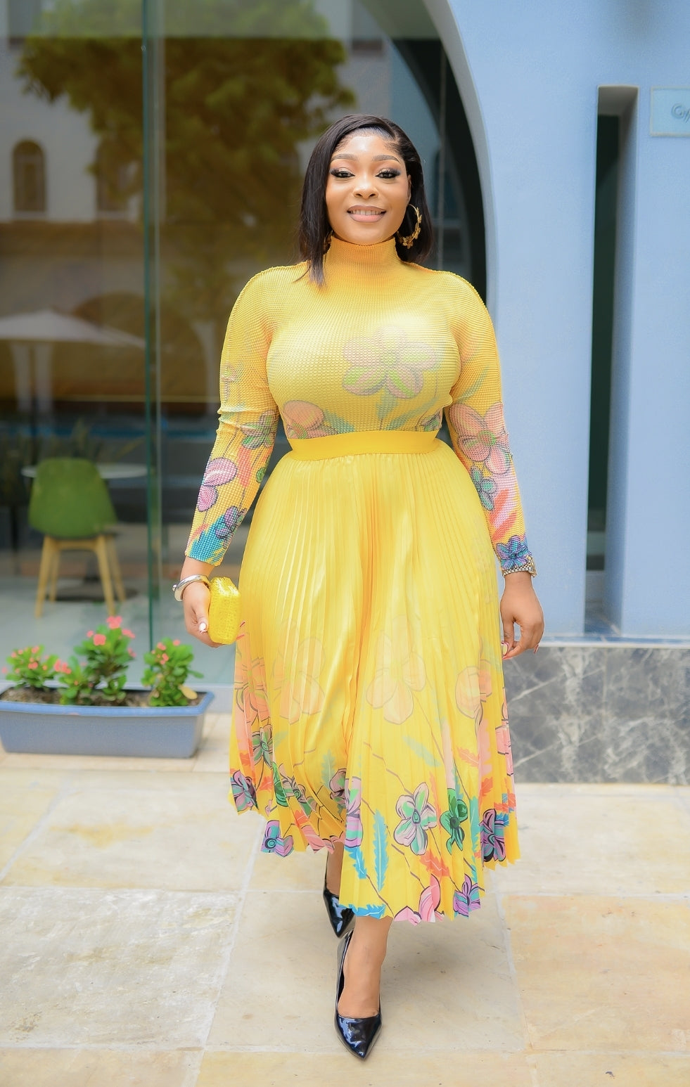 Sunny Floral Attraction - Mesh LONG Sleeve Top & LONG Pleated Skirt Set (New!) Sunny Floral Attraction - Mesh LONG Sleeve Top & LONG Pleated Skirt Set (New!)