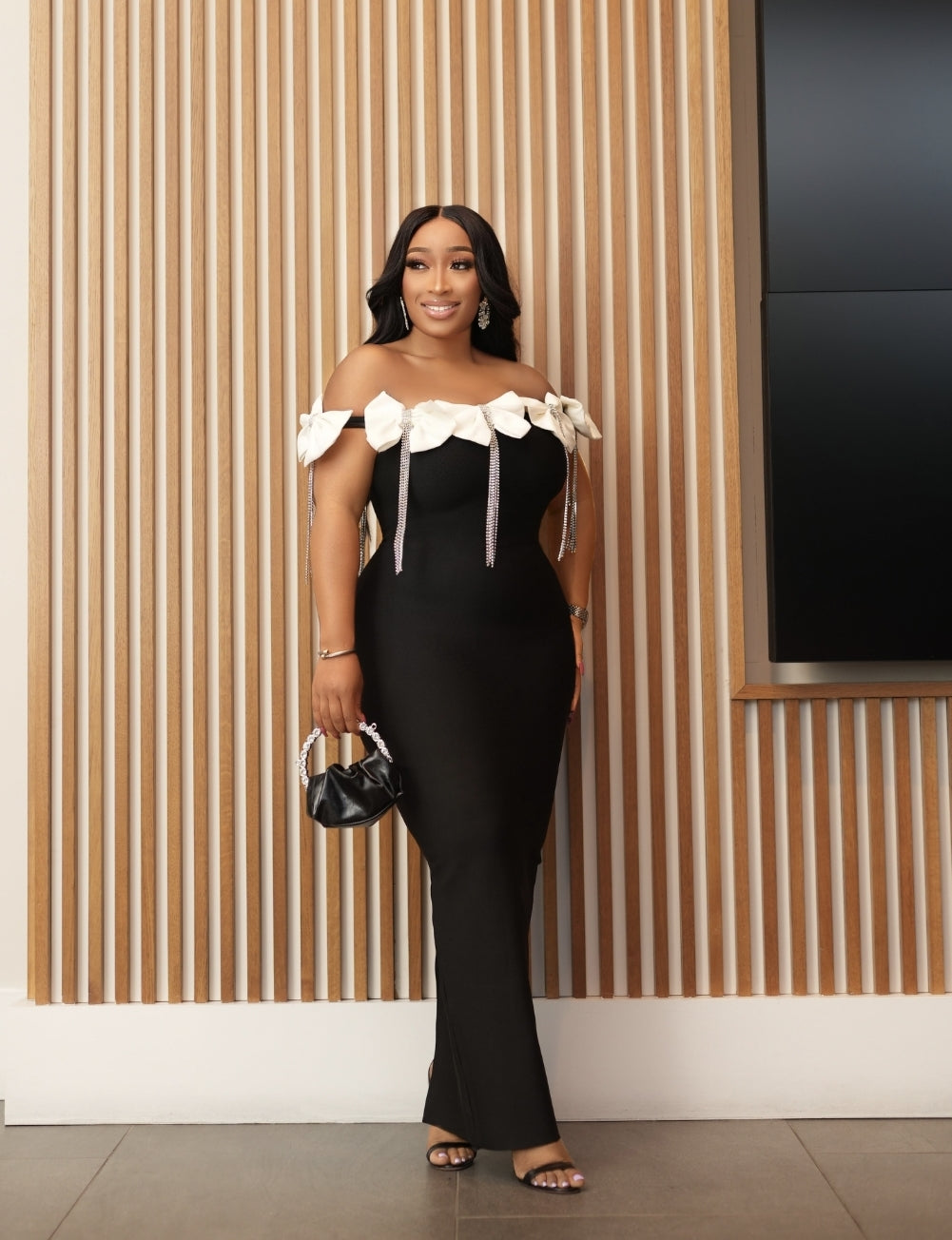 Starlit Radiance Queen- Draping Rhinestones Off shoulder BANDAGE Dress (New) Starlit Radiance Queen- Draping Rhinestones Off shoulder BANDAGE Dress (New)