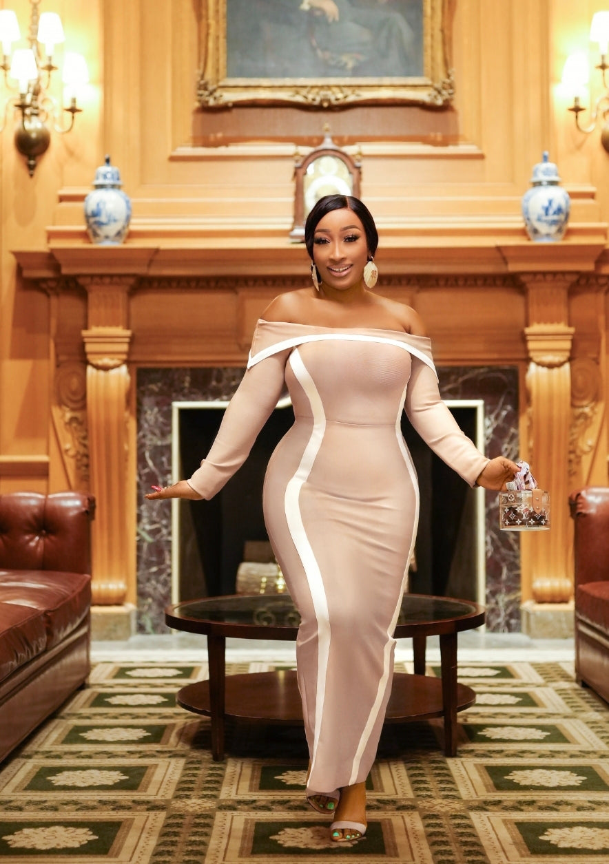 bandage dress off shoulder FINAL SALE! Aurelle Lush- Colorblock Off shoulder BANDAGE Dress (New! 2  colors!) (CLEARANCE OUTLET! Final Sale/No Return/No Exchange!)