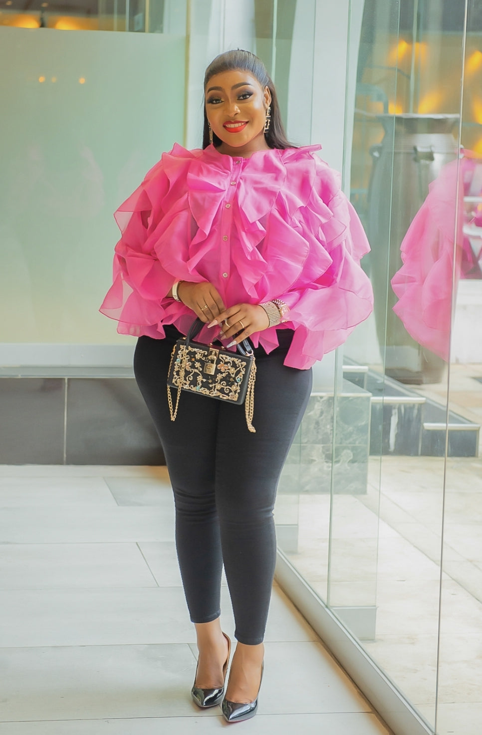 TULIP Extravaganza- Button Closure Long Sleeve blouse (Final Sale