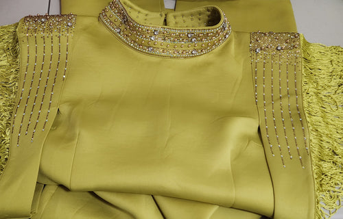 Lovella Haute- Embellished Sleeve Skuba Dress/Belt (New)