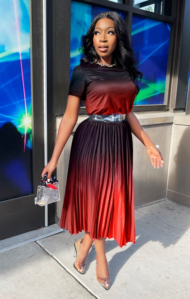 Shirt Ladies Pleated Dresses Pleated Skirt Long Skirt With Shirt