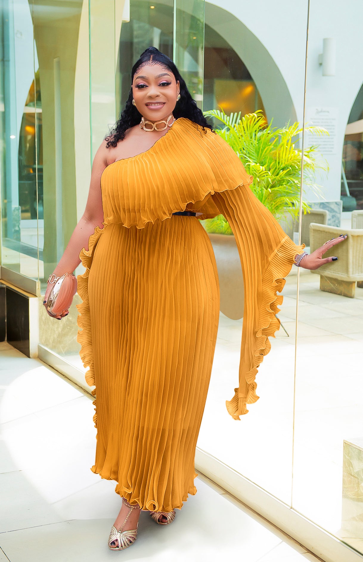 【新品未使用】Riu Frill bolero pleats dress VENDAU Y2k Strapless Ruffle Trim Dress - Flowy Beach Dress with