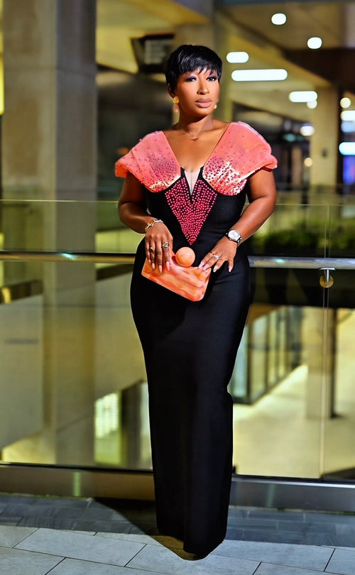 Duchess Allure- Beaded Mesh Off Shoulder BANDAGE Dress (New) (2 Colors)