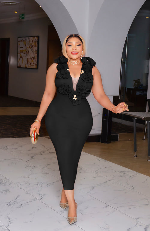 Camille Firenze Bloom- Ruffle Mesh Bandage Dress (New)(2 colors)