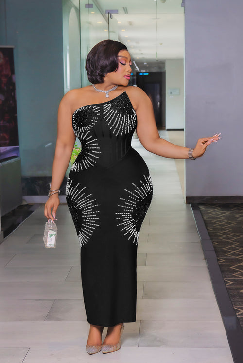 Starlight Muse- Beaded Bandage Dress (New!) (2 colors)