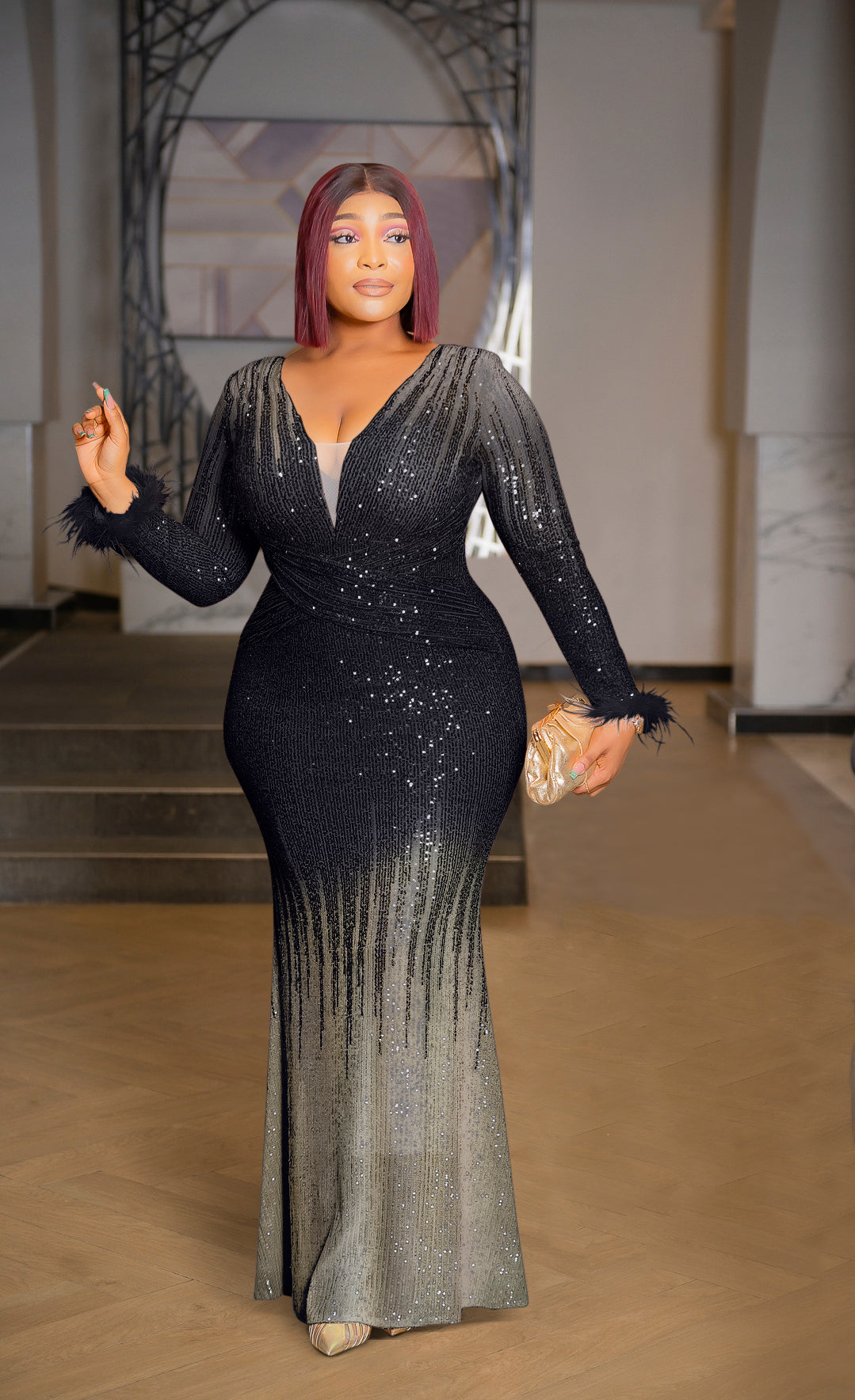 femme luxe glitter dress Black Glitter One Shoulder Midi Dress