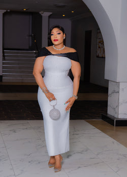 Radiant Opulence Wrap- Resin Beads BANDAGE Dress (New)