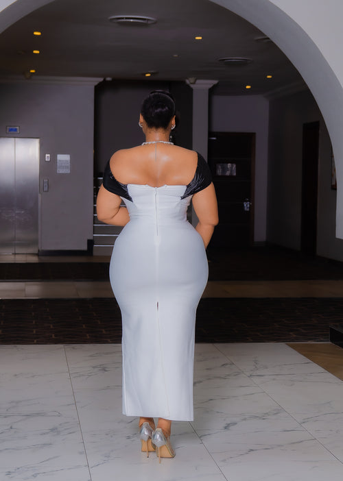Radiant Opulence Wrap- Resin Beads BANDAGE Dress (New)
