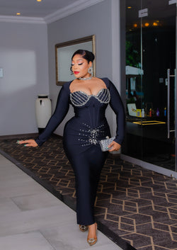 Crystal Whisper Glam- Corset Style Bandage Dress (New)