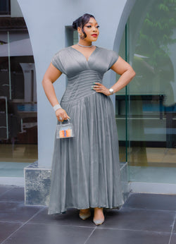 Lush Radiance- Blinged Fit/Flare Asymmetric Midi Dress (New)(3 colors)