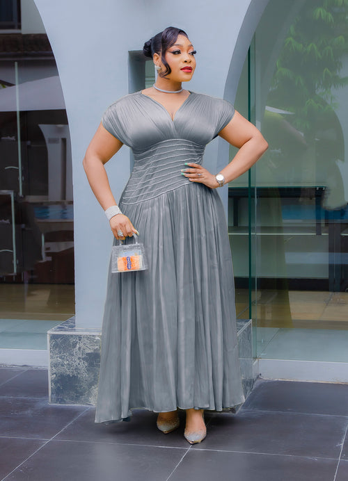 Lush Radiance- Blinged Fit/Flare Asymmetric Midi Dress (New)(3 colors)