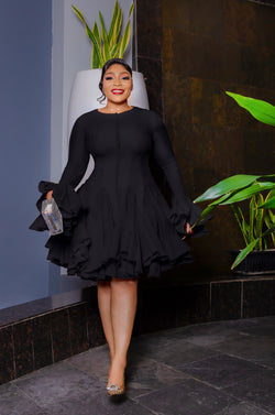 Bella Bloom- Ruffle Sleeve Pleats Fit/Flare Dress (New) (6 colors)