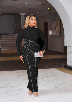 Opulent Festive Queen- 3D Gemstone Bell Sleeve BANDAGE Dress (New! 2 colors!)