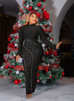 Opulent Festive Queen- 3D Gemstone Bell Sleeve BANDAGE Dress (New! 2 colors!)