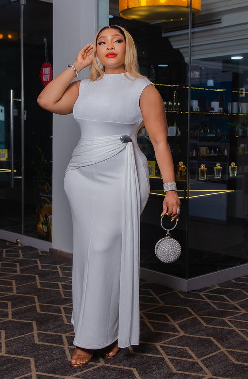 Poise Drape Belle- Ruched Waist Side Train Dress (New!) (2 colors!)