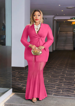 Elite City Queen- 3pc Blazer Dress/Floor Length Mesh Skirt/Under Shorts Set (NEW) (3 Colors)