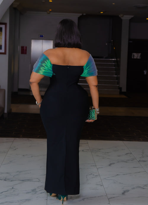 Duchess Allure- Beaded Mesh Off Shoulder BANDAGE Dress (New) (2 Colors)