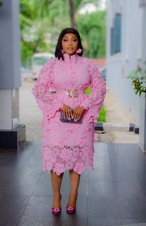 So Beautiful Luxe- 3D Petal Lace Midi Dress with Underslip (New! 2 colors!)