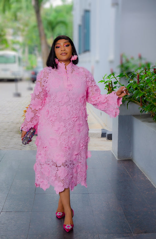 So Beautiful Luxe- 3D Petal Lace Midi Dress with Underslip (New! 2 colors!)