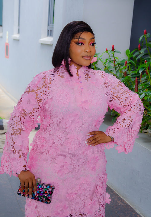 So Beautiful Luxe- 3D Petal Lace Midi Dress with Underslip (New! 2 colors!)