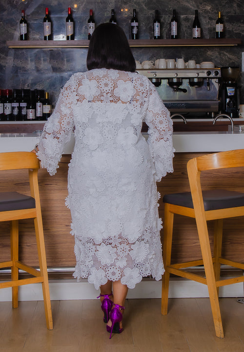 So Beautiful Luxe- 3D Petal Lace Midi Dress with Underslip (New! 2 colors!)