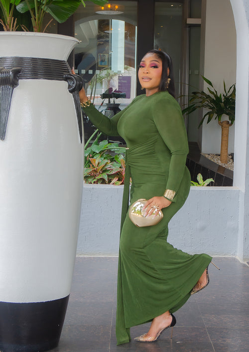 Snatched Elegance Drape- Bodycon Dress (New!) (3 Colors)