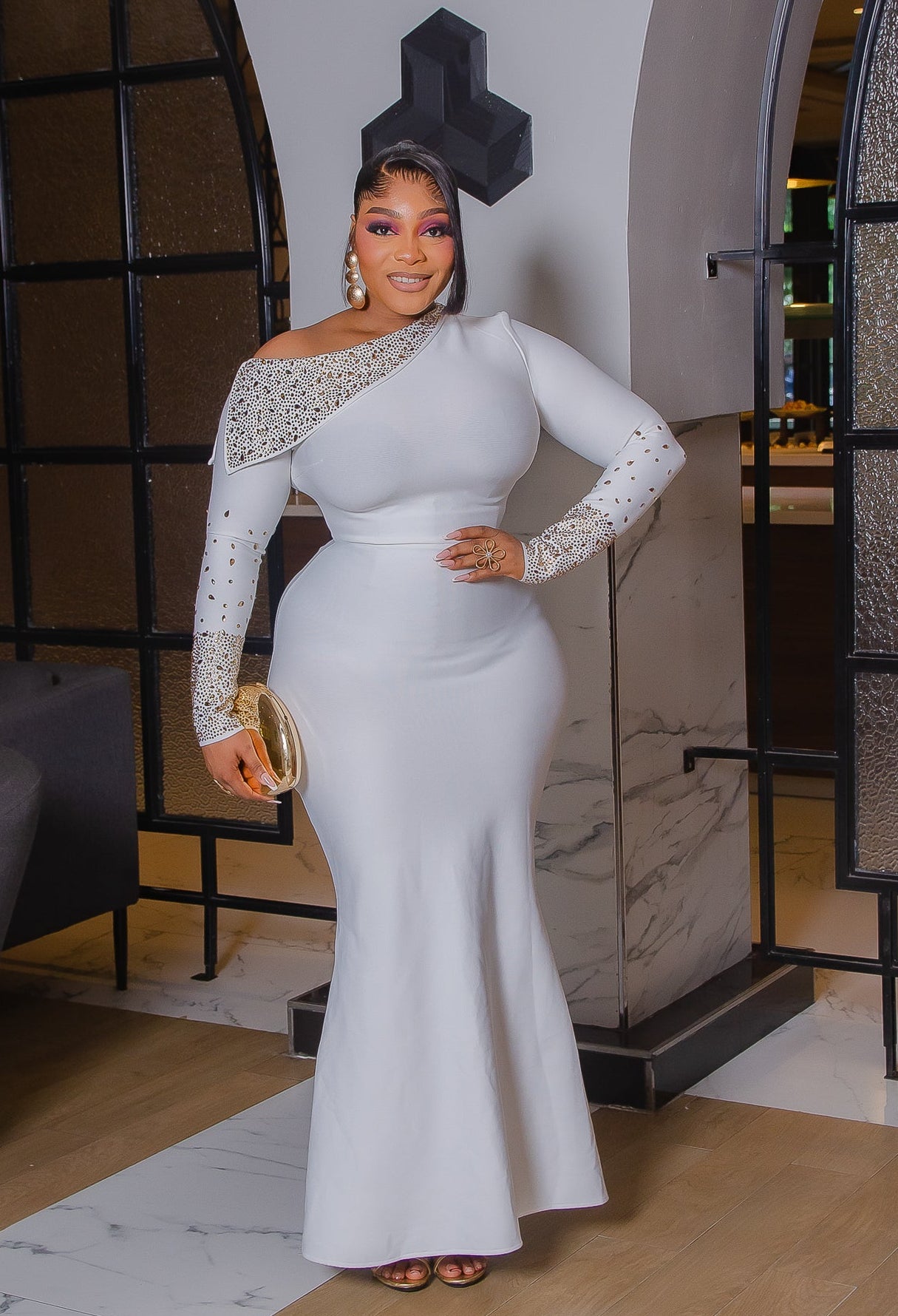 Ivory Opulence- Blinged Mermaid BANDAGE Dress (New!)