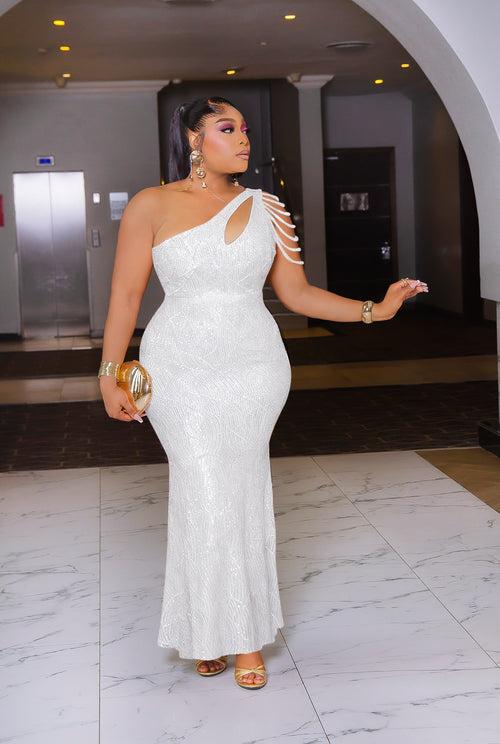 Calista Luxe- Beaded/Sequin Floor Length Dress (3 colors)