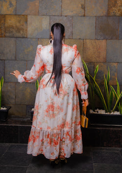 Daisy Bloom- Floral Lace Maxi Dress/Belt (New!)