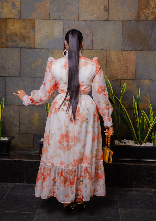 Daisy Bloom- Floral Lace Maxi Dress/Belt (New!)