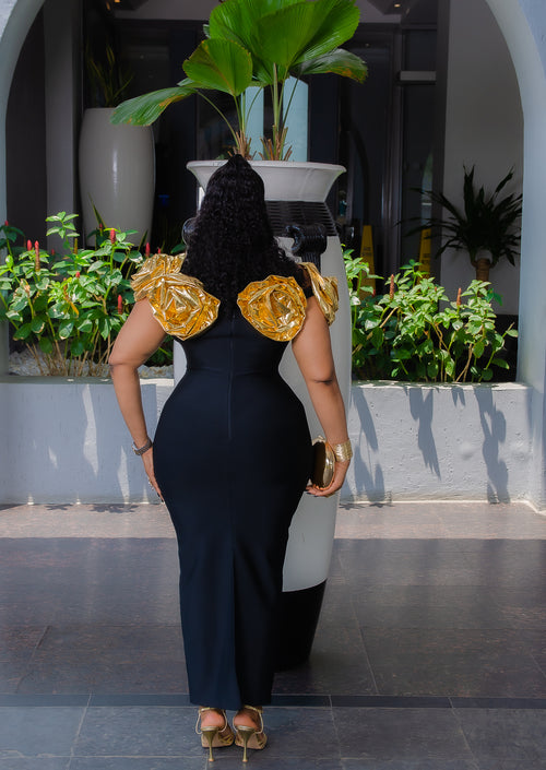 GOLDIE Floret Queen- Off shoulder BANDAGE Dress (New)
