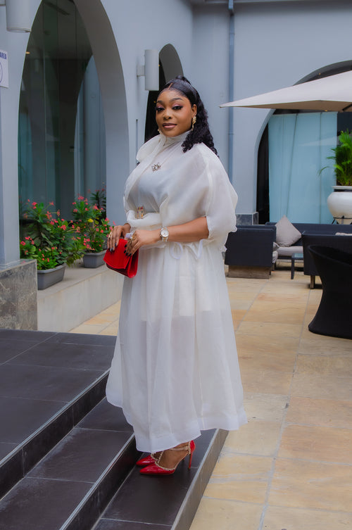 Ethereal Beauty- Ruffle Peplum Tie Neck Dress (New!)