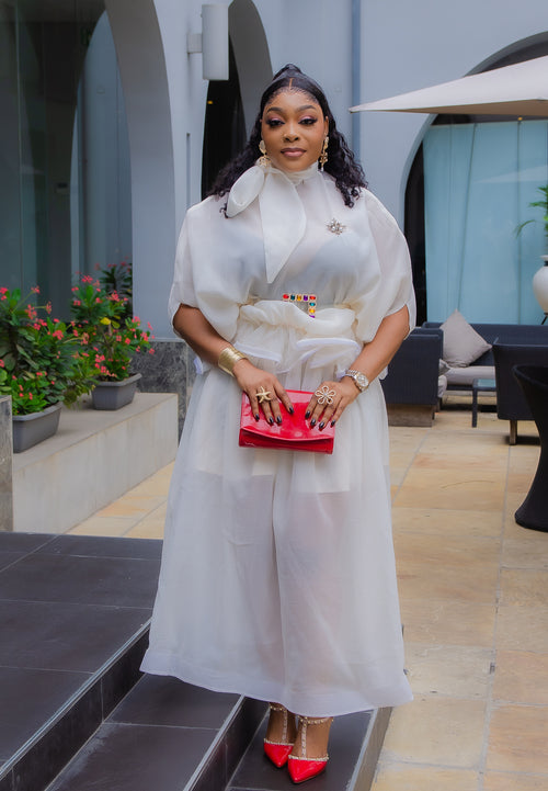Ethereal Beauty- Ruffle Peplum Tie Neck Dress (New!)