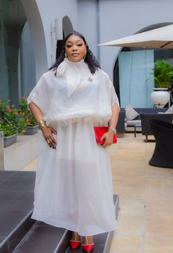 Ethereal Beauty- Ruffle Peplum Tie Neck Dress (New!)
