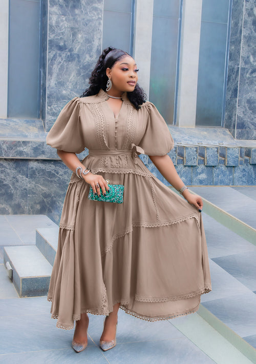 Aurora Lace Splendor- Hollow-Out Maxi Dress (New)(3 colors)