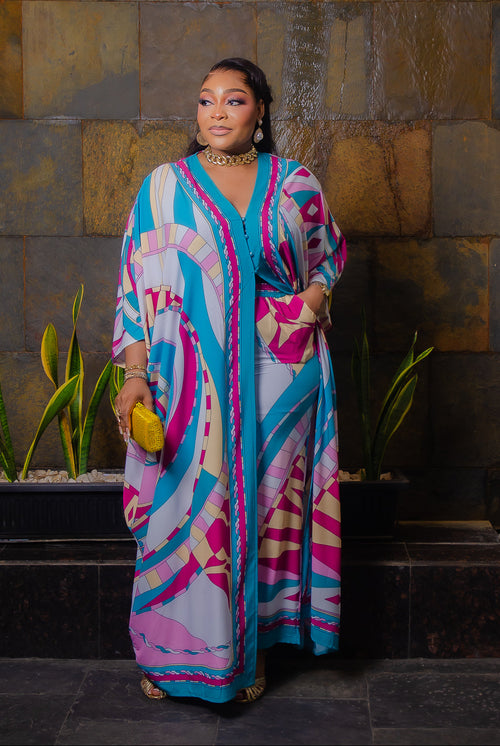 Opulent Aunty Luxe-  2pc Kimono Top/Long Pant SET (NEW) (2 colors!)