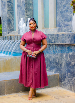 Snap & Slay Beauty- Cinched Waist Midi Dress (New!) (3 colors!)