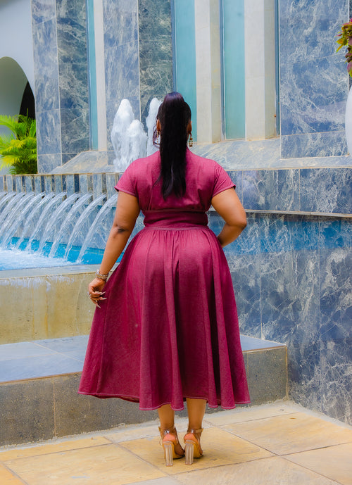 Snap & Slay Beauty- Cinched Waist Midi Dress (New!) (3 colors!)