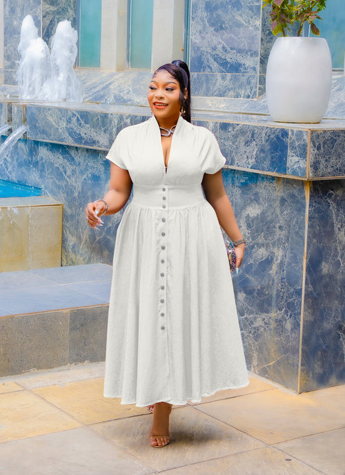 Snap & Slay Beauty- Cinched Waist Midi Dress (New!) (3 colors!)