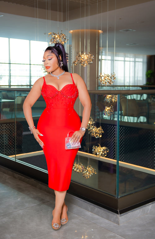 Crystal Kiss Elegance- Beaded/Gemstone Bandage Dress (New!) (2 Colors!)