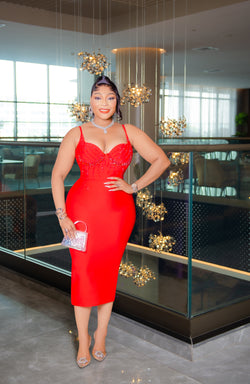 Crystal Kiss Elegance- Beaded/Gemstone Bandage Dress (New!) (2 Colors!)
