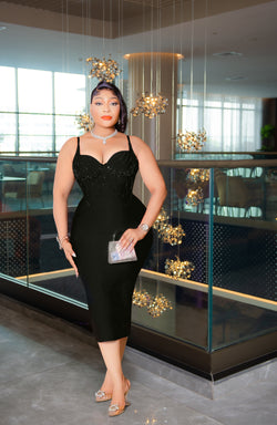 Crystal Kiss Elegance- Beaded/Gemstone Bandage Dress (New!) (2 Colors!)