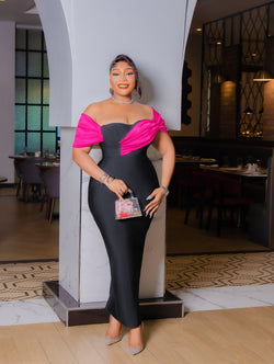 Ebony Elegance Queen- Off shoulder BANDAGE Dress (New)