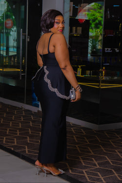 Diamond Royale Elegance- 3D Gemstone Peplum BANDAGE Dress (New!)