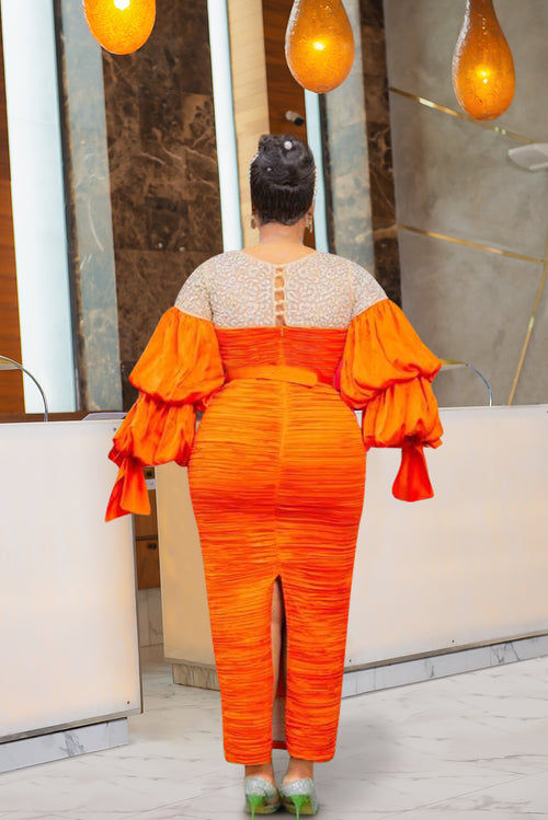 Melynda Blings Luxury- Mesh 3D Crushed Rhinestone Plisse Dress/Belt (New)