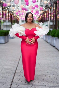 Golden Hour Empress- Semi Detached Sleeve with FLORET BANDAGE Dress (New!)