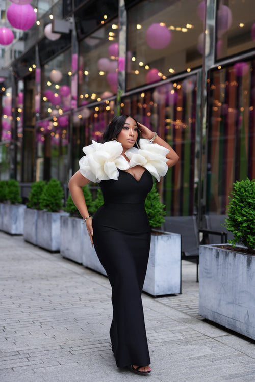 Golden Hour Empress- Semi Detached Sleeve with FLORET BANDAGE Dress (New!)