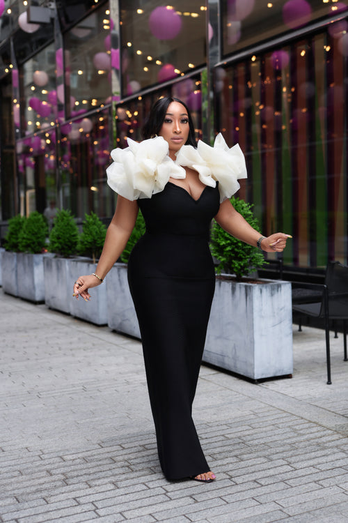 Golden Hour Empress- Semi Detached Sleeve with FLORET BANDAGE Dress (New!)